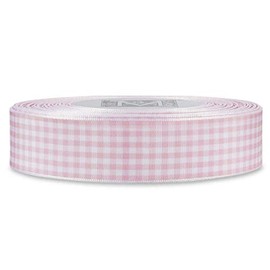 Checked Taffeta Ribbon - White/Pink (1 1/2")