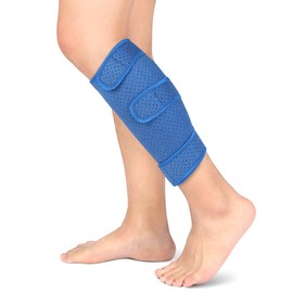 Calf Brace, Shin Splint Support Lower Leg Compression Wrap with Adjustable Three Anti-Slip Strap Support for Pulled Calf Muscle Pain Strain Injury, Sprain and Swelling, Fits Men and Women (Blue)
