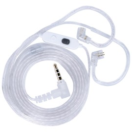 Bawjog KZ-M2 Dual Mic Silver-Plated Upgrade Cable with Professional-Grade Dual Microphone Array for Full-Frequency Ultra-HD Voice, Compatible with KZ C Pin Series in-Ear Headphones (3.5mm)