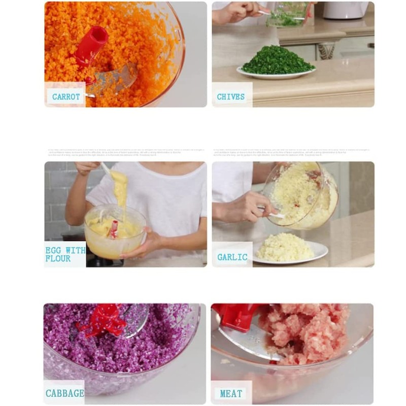 Multi-Functional Manual Food Processor,8 Cup Hand-powered Crank Chopper,Mincer Blender with