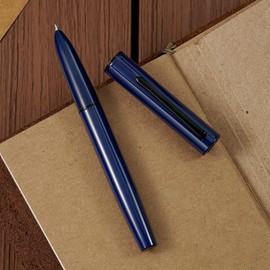 Hong Dian C1 - Pluma estilográfica de punta fina, negro brillante y bolígrafo de metal de diseño retro clásico con convertidor de tinta