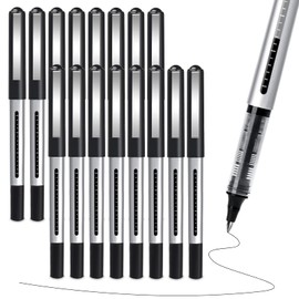 Rollerball Pen Fine Point Pens: 16 Pack 0.5mm Rollerball Pen, Extra Fine Point Pens, Black Fine Tip Liquid Gel Ink Pen Set for Writing, Note Taking, Signature, Office, Journaling, School Supplies