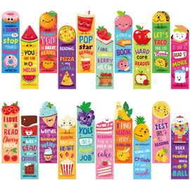 60 Pcs Scented Bookmarks Scratch and Sniff Bookmarks Fruit Food Theme Bookmarks for Kids Assorted Scented Bookmarks Cute Bookmarks for Students, Teens, Food Lovers, 20 Styles