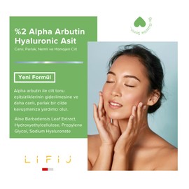 Lifij ARBUTİN HYALURONIC ASİT, Cilt Tonu Eşitlenmiş, Daha Parlak, Daha Canlı ve Çok Daha Nemli Bir Cilt (30ml)