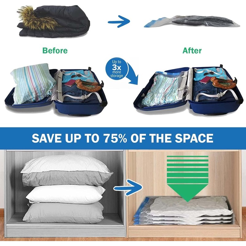DAWNTREES 6 Pack Travel Space Saver Bags Vacuum Storage, 50x70cm,Compression