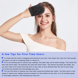 KinHwa Makeup Remover Mitten Microfibre Face Cloth Reusable Soft Facial Cleansing Gloves for All Skin Types 13cm x 10cm 3 Pack Darkgrey