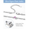 Alexandrite Anklets for Birthday, 925 Sterling SIlver 3mm Figaro Chain