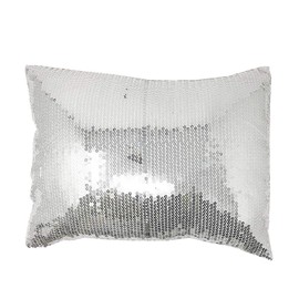 Lancashire Textiles Limited Manufacturers of quilts, pillows and homewares | [ 4 PACK ] Luxury Modern Silver Sequins Sparkle Boudoir 43cm x 33cm Cushion Cover Only [ 4 PACK ] (Silver)