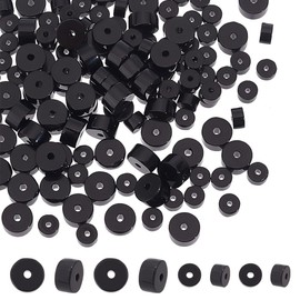 arricraft 143 Pieces Natural Black Onyx Beads, 2 Sizes, Dark Flat Round/Disc Heishi Beads, Gemstone Loose Spacer Beads, Stone Beads, Charms for Making