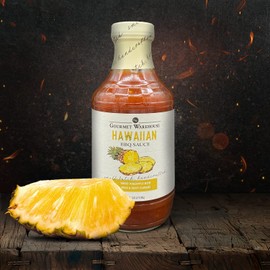 Gourmet Warehouse Small Batch Hawaiian BBQ Sauce Made With Natural Ingredients Gluten Free No HFCS Tangy Barbecue 16 Oz (Pack of 1)