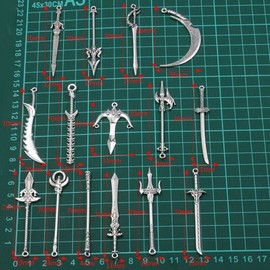 Unbranded 10pcs Knight Sword Charms Antique Metal Knife Pendants Jewelry Making DIY Craft