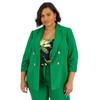 BarIII Women's Plus Size Faux Double-Breasted Ruched-Sleeve Blazer (Green Chili,