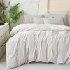 Comforter Queen Set Striped Grey 100% Soft Washed Microfiber Jacquard