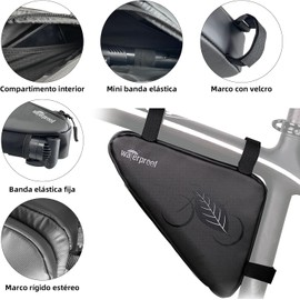 Kit de Reparación para Bicicleta con Bolsa Triangular de Cuadro 1.5 L Impermeable, Bomba 120 PSI, Multiherramienta 16 en 1, Parches y Desmontables para MTB, Ruta y Gravel