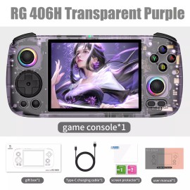 ANBERNIC RG 406H Retro Handheld Game Console RG406H Android 13 4-inch IPS screen - Purple, With 128G4K+Games
