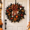 24 in Halloween Wreath for Front Door, Black Skeleton Spider