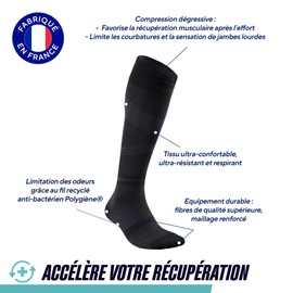 Thuasne - Long stockings for regeneration up recovery - degressive compression from ankle to calf - black