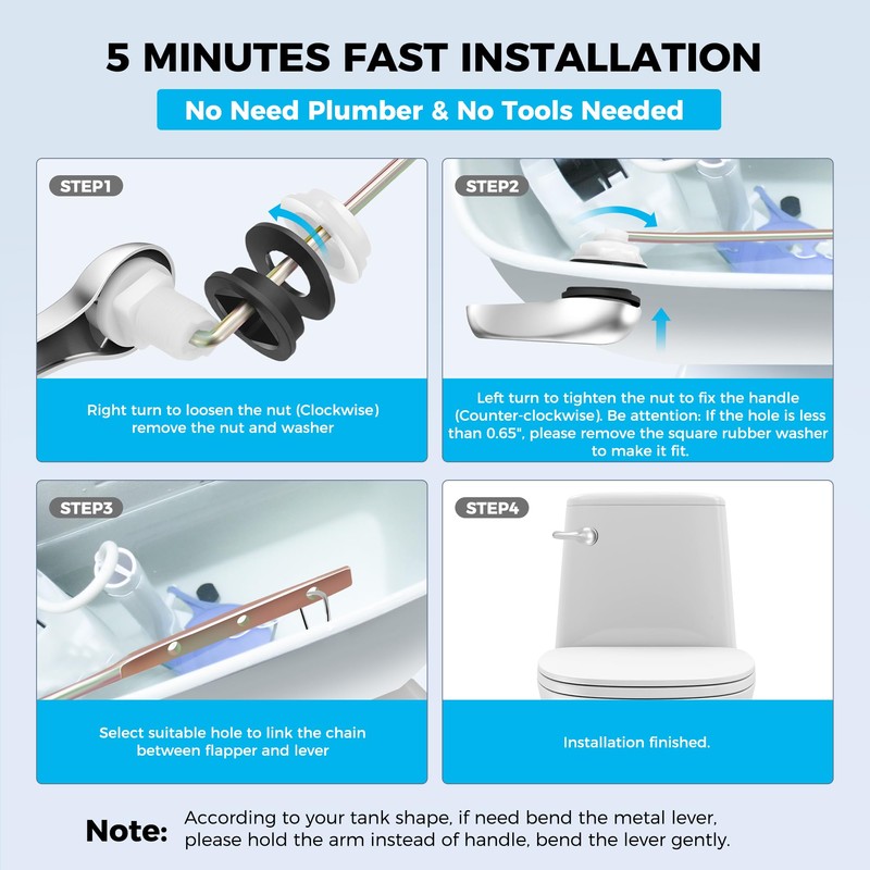 Yupjlia 2 Pack Toilet Handle Replacement Kit, Universal Front Mount