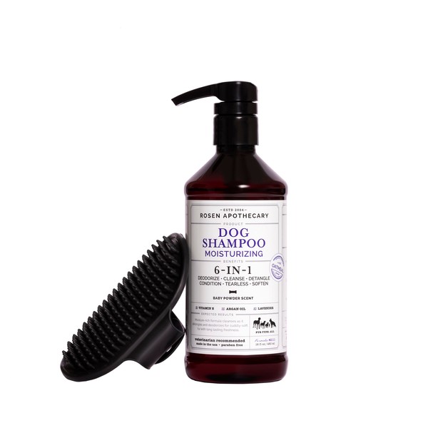 Rosen Apothecary 6-in-1 Moisturizing Dog Shampoo with Brush, Made with