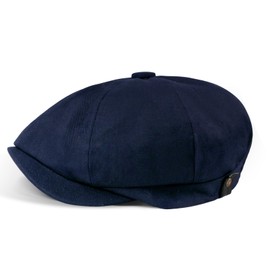 MEGAVOW Peaked Cap for Men and Women, Beret Cap, 8 Panels, Herringbone Retro Flat Cap, Gatsby Cap, Newsboy Flat Cap, Size 55-59 cm, darkblue