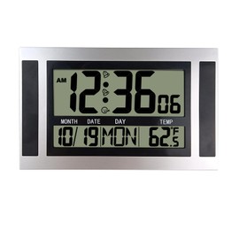 Battery Operated Digital Clock, Digital Wall Clock Battery Operated with Time Date Temperature Display, 2 Alarms with Snooze, Easy to Use for Bedroom, Living Room, Office - Ideal for Home and Travel