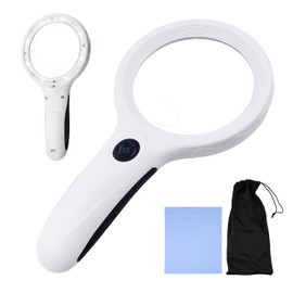 KARE AND KIND 8 LED Illuminated Handheld Magnifier?Ergonomic Design Handle. Reading Magnifying, Great for Senior Reading, and Hobby,Jewelry Loupe (2.5x90mm; 8x22mm)