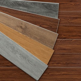 MIRUO SPC Vinyl Plank Flooring 9 Pieces Easy DIY Luxury Vinyl Flooring Tiles Wood Look Water Proof Surface Rigid Core Dark Brown 48 * 7 * 0.2 inch