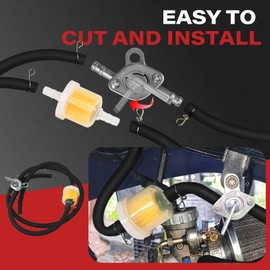 KyuerWK 1/4 Gas Fuel Line Hose with Inline Fuel Tank Tap Valve Petcock & Fuel Filters & Clamps Kit, Fit for 50cc 70cc 90cc 110cc 125cc 150cc TaoTao, Coolster, Apollo, Baja, ATV (Black)