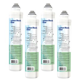 Aqua Flo 41407002 Carbon Block Water Filter 4-Pack — 5 Micron Replacement Cartridges for Aqua Flo QCRO & QCUF RO Systems — Quick-Change Design for 2nd & 4th Stage Filtration — Reduces Chlorine Taste