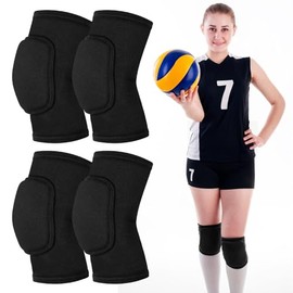 Volleyball Knee Pads, Knee Pads Volleyball Girls 2 Pairs, Knee Pads for Women Youth Kids, Soft Black Kneepads for Sports Dance Volleyball Football Yog