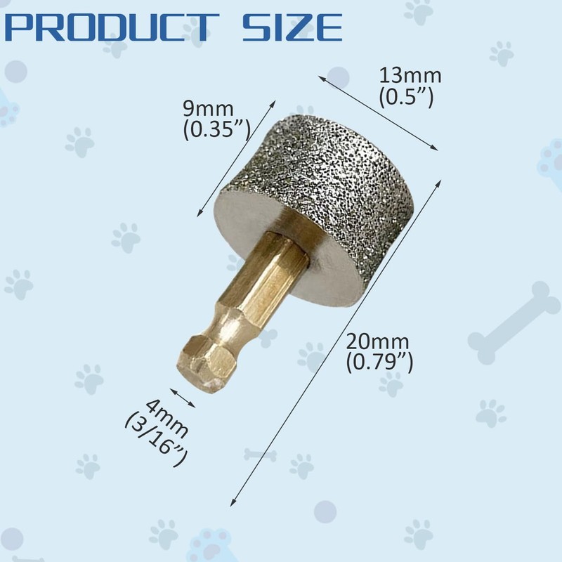 Posinda Dog Nail Grinder Wheels Head Bits 2PCS, Diamond Grinding