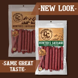 Cattleman's Cut Hunter's Sausages Meat Sticks, Premium Protein Snacks, Keto Friendly, Gluten Free, Carnivore Travel Snack, Resealable Bag, 12 Ounce