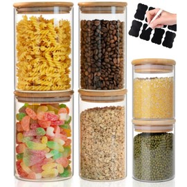 Vkzylife Glass Jars with Bamboo Wooden Airtight Lids 6oz 10oz 18 oz Spice Jars Food Storage Containers for Home Kitchen, Tea, Salt, Pepper, Spices, Coffee, Herbs, Grains