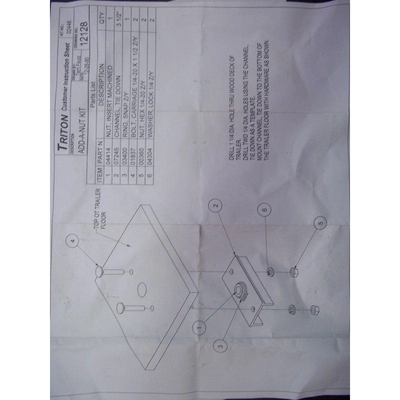 TRITON TRAILER ADD A SKI TIE DOWN NUT ASSY 02446