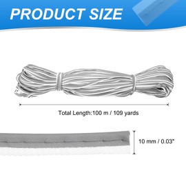 PATIKIL Reflective Piping Fabric Strip 109 Yds/100 Meters, Edging Braid Trim Sew on High Visibility Piping Tape for Clothing Bag, Highlight Silver