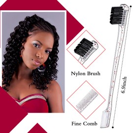 Geiserailie 3 Pcs Slick Back Hair Brush Set Bristle Brush Edge Control Teasing Comb for Women Black Hair(Clear Colorful)