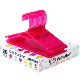 FolhaSol Kids Plastic Hangers (20 Pack, Crimson), 11.4 Inch Colored Translucent Hangers for Baby/Toddler Clothing (Boys and Girls)