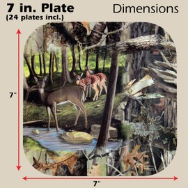 Havercamp Next Camo 7" Deer Plates (24 pack)! 24 Hunting Camo Square Dessert Plates. Great for Hunter Themed Party, Camouflage Motif, Birthdays, Graduations, Outdoor Family Picnic.