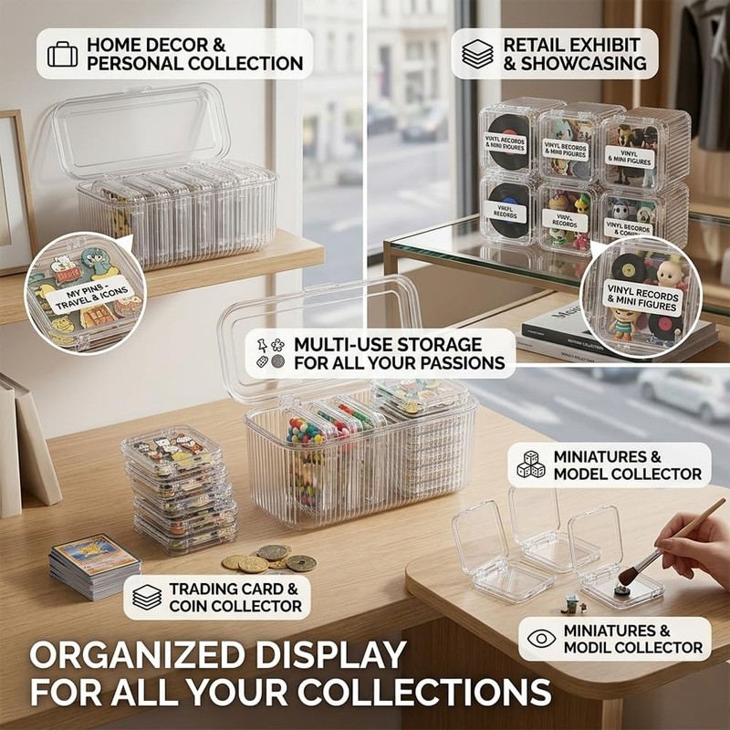 Patch Display 12 Compartment Acrylic Button Display Case for Pins