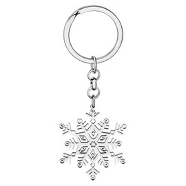 TIZURO Stainless Steel Fun Snowflake Keychain Winter Season Wallet Keyring Dainty Jewellry For Women Purse Xmas Charms Gifts (Silver Plated)