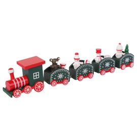 SIQITECH Christmas Train Decoration Christmas Train with 4 Caravans Christmas Mini Wooden Train Small Train Ornament Boys Girls Wooden Train Model Miniature Christmas Train for Windows Table