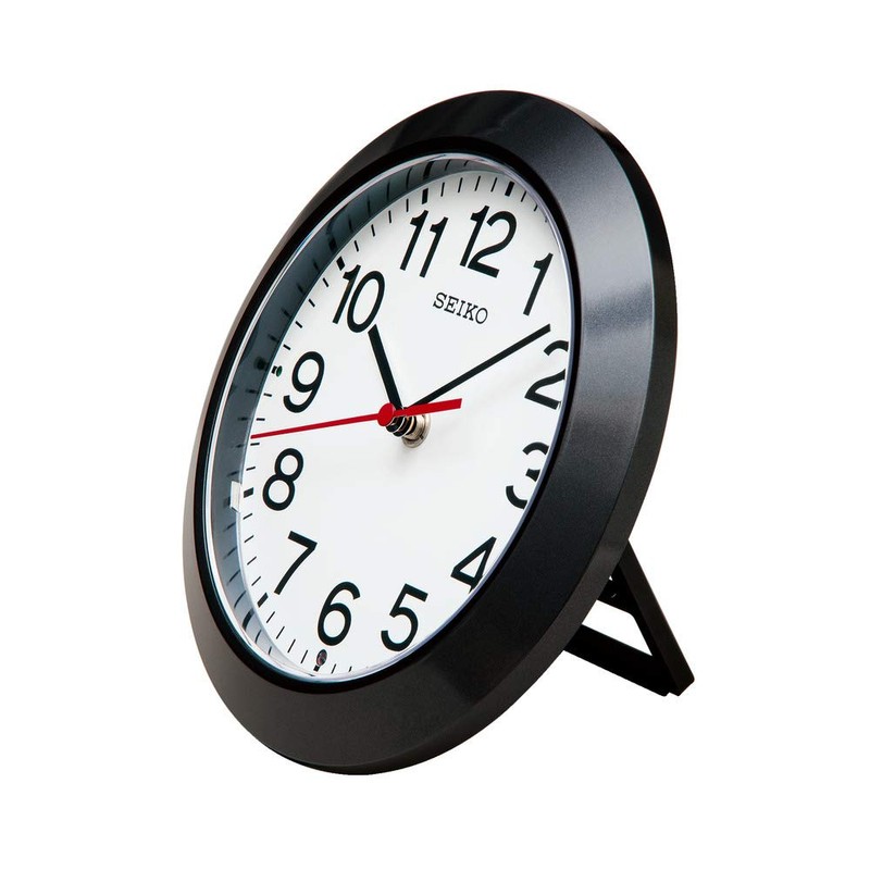 Seiko Clock, Wall Clock, Dual Clock, Radio, Analog, Black Metallic,