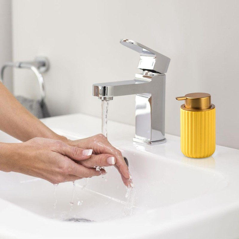 CurcKua Ceramic Foam Soap Dispenser 11Oz Refillable Yellow Foam Soap