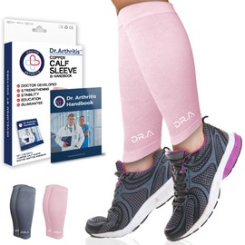 Dr. Arthritis Calf Compression Sleeves for Men and Women, Doctor-Developed Calf Wrap & Leg Support, Medical Footless Compression Socks for Running, Varicose Veins & More (Small, Pink, 1 Pair)