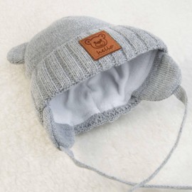 CiuchCiuch Baby Hat and Scarf Set with Ears Hello - Winter Hat Girls Boys Baby Children - For Christmas - Christening - Knitted Hat with Fleece Lining Beanie, gray