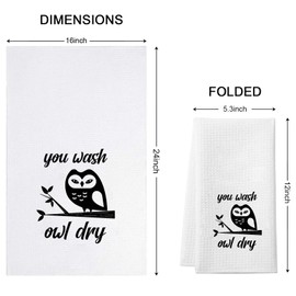 WCGXKO Owl Lover Gift Owl Kitchen Decor Housewarming Gift You Wash Owl Dry Dish Towel Kitchen Towels Tea Towel (You wash owl Dry)