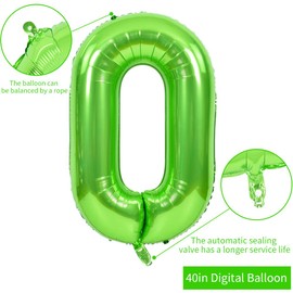 TONIFUL 40 Inch Large Green Numbers Balloons 0-9, Number 0 Digital 0 Helium Balloons, Foil Mylar Big Number Balloons for Birthday Party Anniversary Supplies Decorations