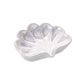 Seashell Ceramic Soap Dish for Bathroom - Efficient Drainage System Prevents Soap Melting, Non-Slip Base with Jewelry Holder, Crack-Resistant Shower Safe Design (White)