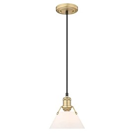 Golden Lighting Orwell 1-Light Mini Pendant in Brushed Champagne Bronze and Opal Glass