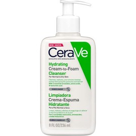 CeraVe Limpiadora Crema-Espuma Hidratante Facial Diaria para Piel Normal a Seca 236ml + Loción Hidratante 237ml Loción hidratante para rostro y cuerpo para piel seca con ácido hialurónico